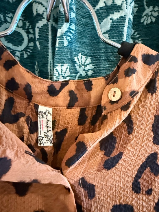 Free People Intimately FP Leopard Print Wake Up Flowing Tunic Shirt Brown XS - Picture 9 of 11